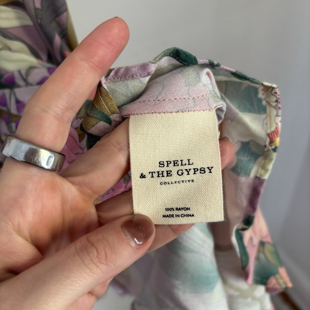 Spell & The Gypsy Collective Lily Mini Dress Lilac Pink Boho Fairy Whimsy M DESC - Picture 5 of 9